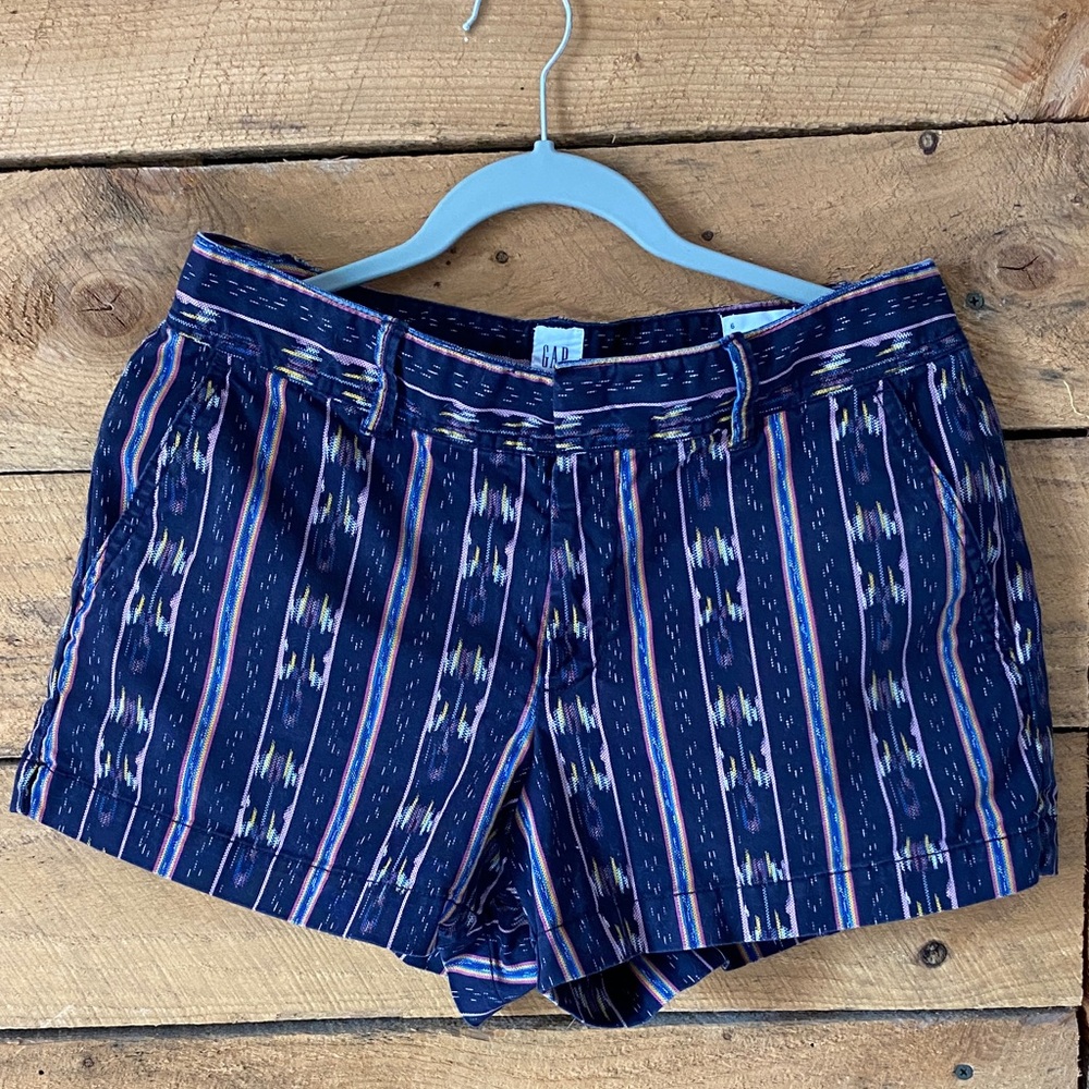 GAP Navy Ikat Stripe Shorts with Pink and Cream Accents